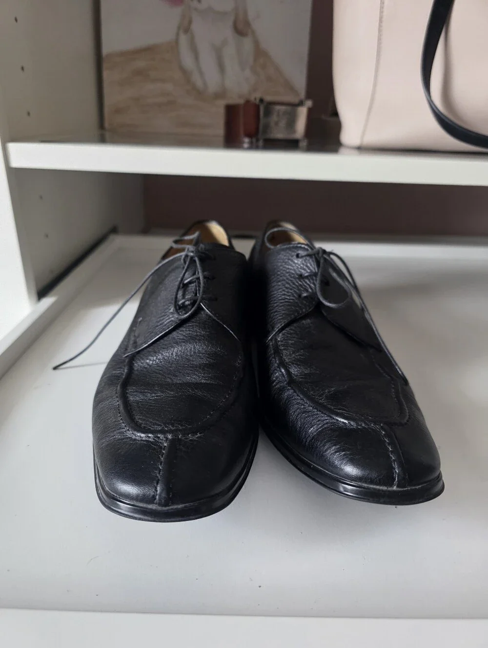 Salvatore Ferragamo Black Leather Lace-Up Derby Shoes